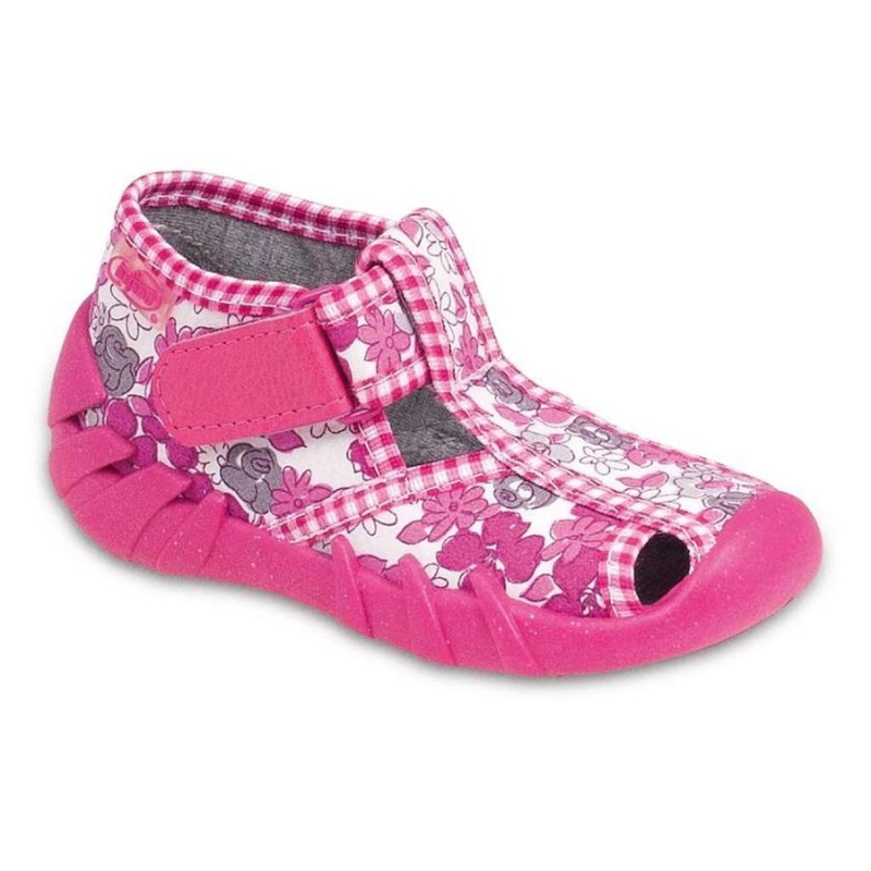 190P027 25 - dívčí suchý zip s otv.,růžová,kytičky