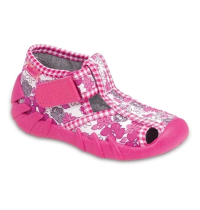 190P027 25 - dívčí suchý zip s otv.,růžová,kytičky