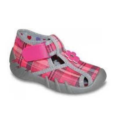 190P041 18 - dívčí suchý zip s otv., káro růžové