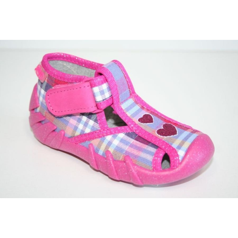 190P050 25 - dívčí suchý zip s otv., káro, srdíčka