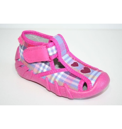 190P050 25 - dívčí suchý zip s otv., káro, srdíčka