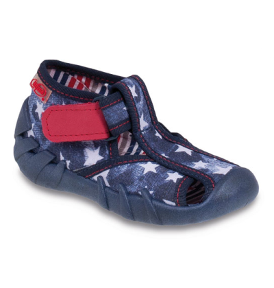 190P052 18 - chl. suchý zip s otv., modrá, hvězdy