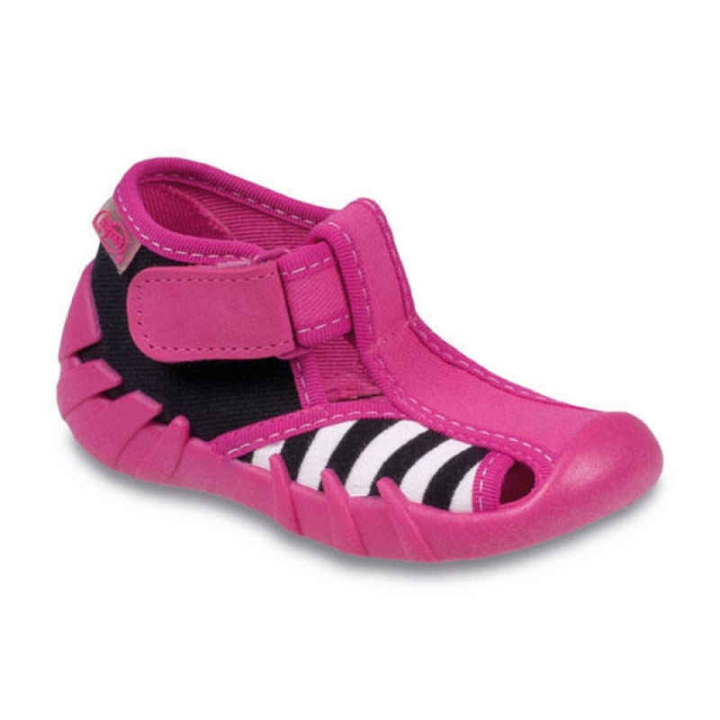 190P056 25 - dív. suchý zip s otv., černo-růžová