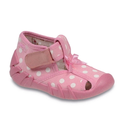 190P060 25 - dívčí suchý zip s otv., růžová, tečky