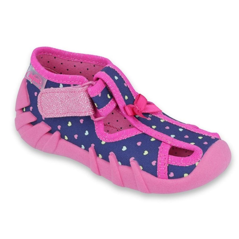 190P092 18 - dív.suchý zip s otv., modrá, srdíčka