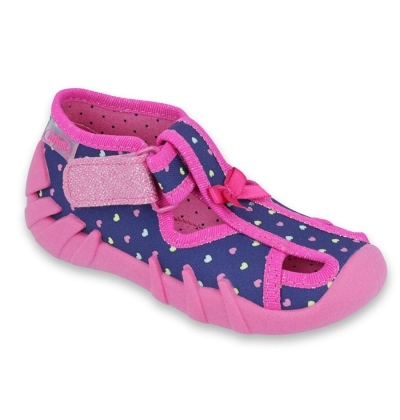 190P092 18 - dív.suchý zip s otv., modrá, srdíčka