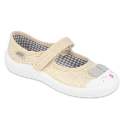 208X047 25 - dívčí bačkorky Befado zlaté, zajíček