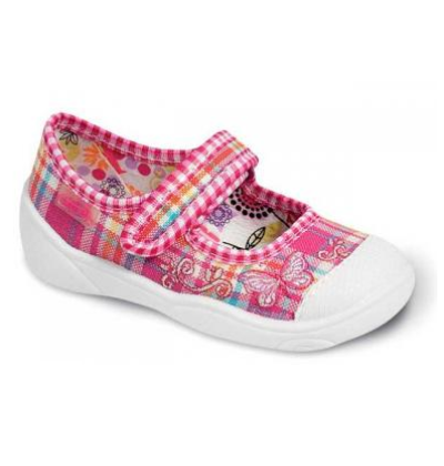 209P007 20 - balerínky na SZ, růžové káro, motýlek