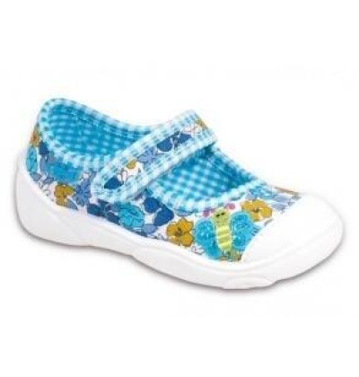 209P012 20 - balerínky na SZ, modré, kytičkxy