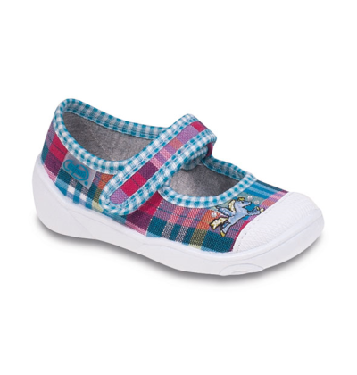 209P018 20 - balerínky na suchý zip,modro-růž.káro