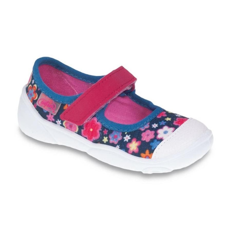 209P026 18 - balerínky, suchý zip, modrá,kytičky  