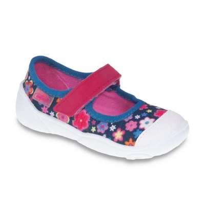 209P026 18 - balerínky, suchý zip, modrá,kytičky  