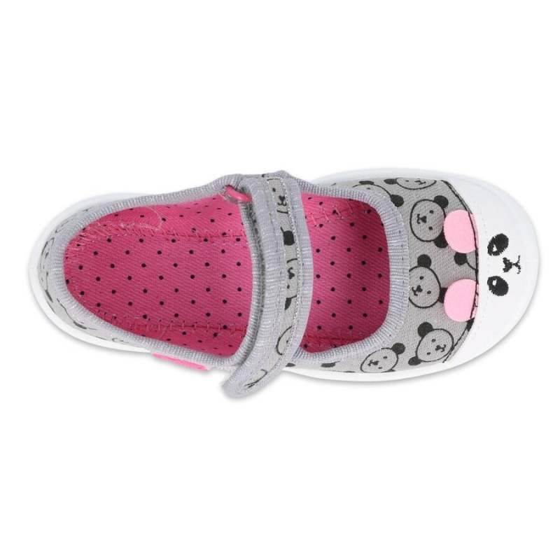 209P032 18 - dívčí balerínky Befado šedé, méďa