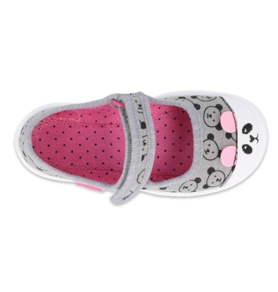 209P032 18 - dívčí balerínky Befado šedé, méďa