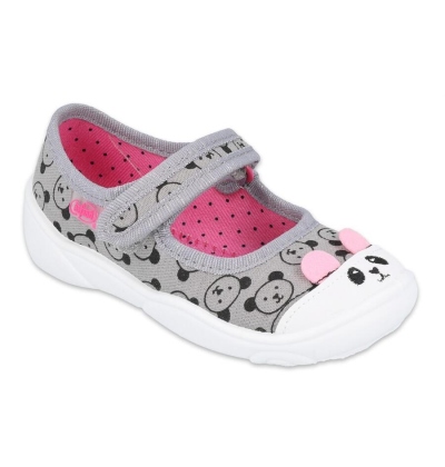 209P032 18 - dívčí balerínky Befado šedé, méďa