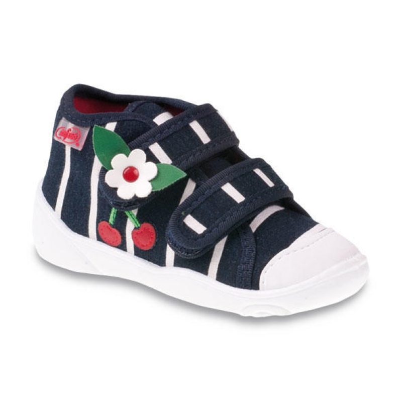 212P042 18 - dívčí tenisky, 2 SZ, tm.m.,bílé pruhy