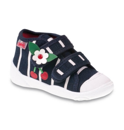 212P042 18 - dívčí tenisky, 2 SZ, tm.m.,bílé pruhy