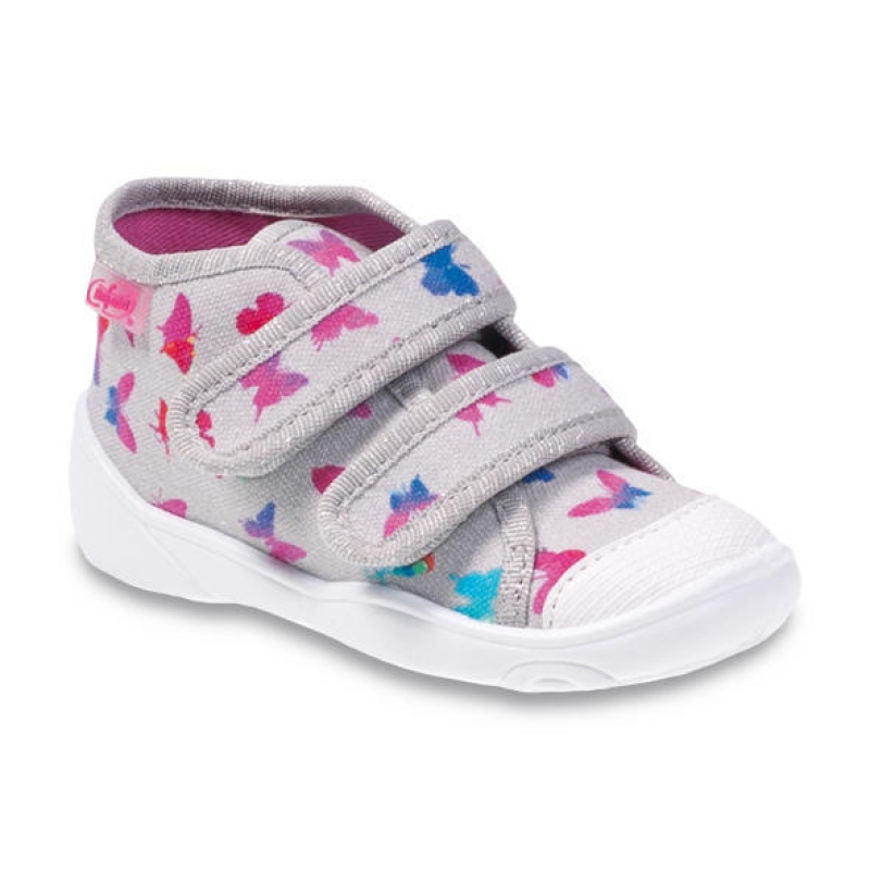 212P048 20 - dív.tenisky, 2 SZ, šedá s motýlky