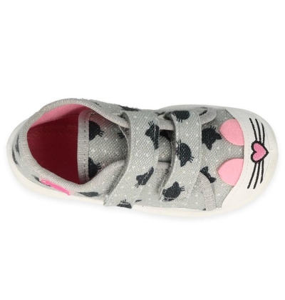 212P078 18 - dívčí tenisky Befado šedé, kočka