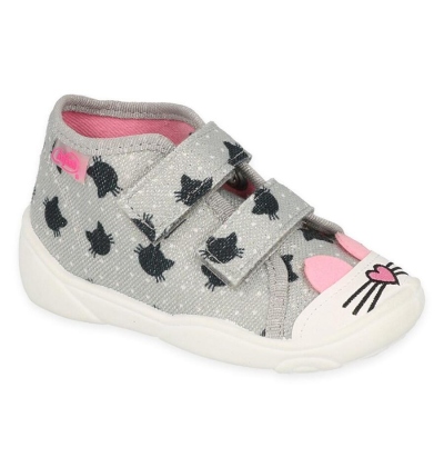212P078 18 - dívčí tenisky Befado šedé, kočka