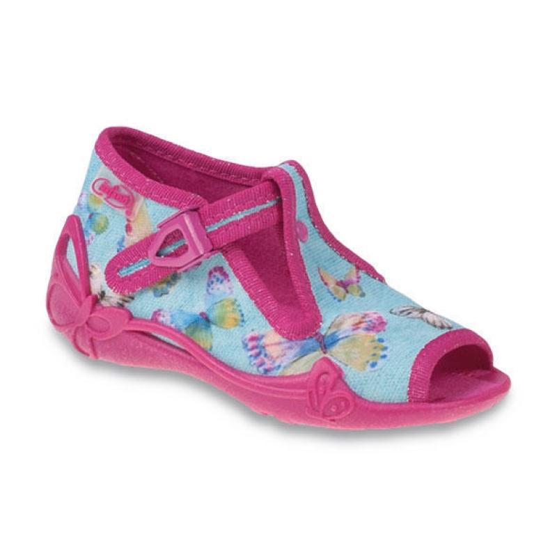 213P084 25 - dív.sandálek, růžovo-modrá, motýl