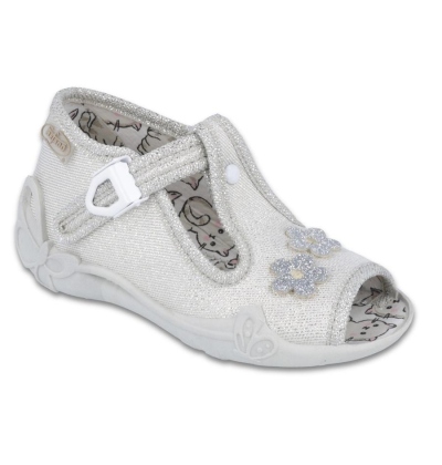 213P110 18 - dív.sandálek, stříbrná, kytičky