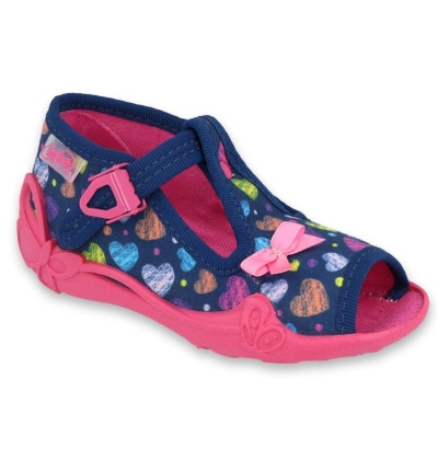 213P118 18 - dív.sandálek, modrá, srdíčka, mašle