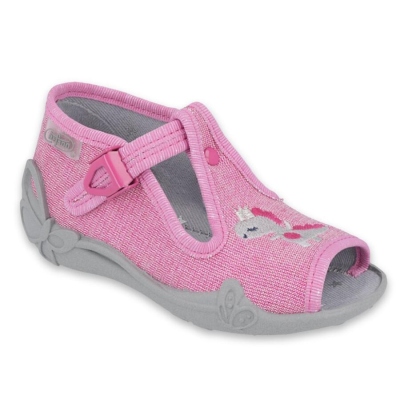 213P122 18 - dívčí bačkorky Befado růžové, dino