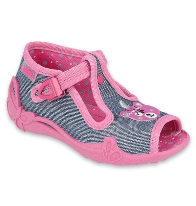 213P125 18 - dívčí bačkorky Befado růžové, méďa