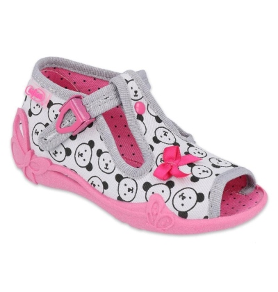 213P129 18 - dívčí bačkorky Befado šedé, méďové