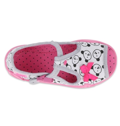 213P129 18 - dívčí bačkorky Befado šedé, méďové