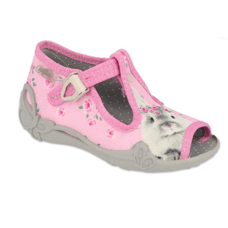 213P130 18 dívčí bačkorky Befado růžové, králíček