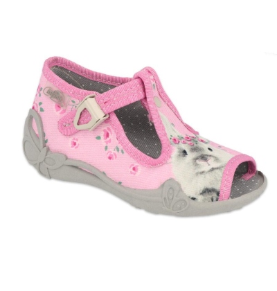 213P130 18 dívčí bačkorky Befado růžové, králíček