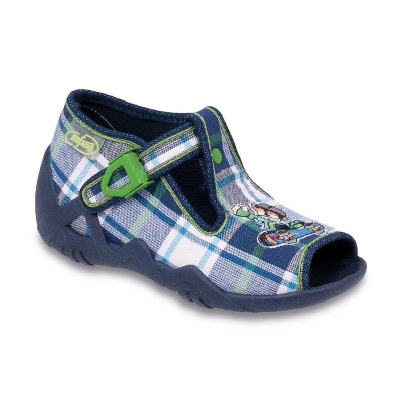 217P040 18 - dět.sandálek-SNAKE, káro modrobílé