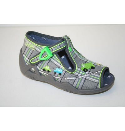 217P046 - dět.sandálek-SNAKE, káro šedé,autíčka