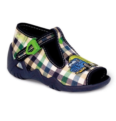 217P053 18 - dět.sandálek-kostka bílozelená, auto