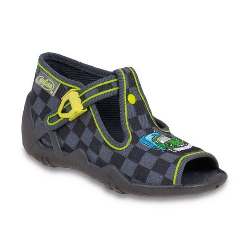 217P055 18 - dět.sandálek-šachovnice šedo-černá