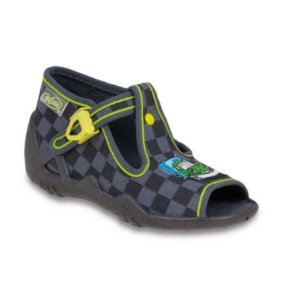 217P055 18 - dět.sandálek-šachovnice šedo-černá