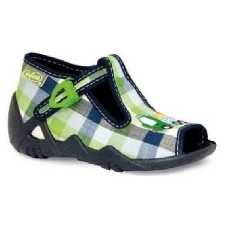 217P057 25 - dět.sandálek-kostka zelenobílá, auto