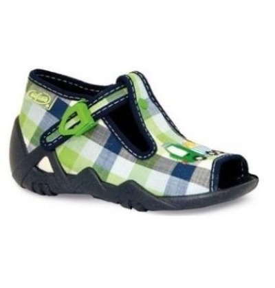 217P057 25 - dět.sandálek-kostka zelenobílá, auto