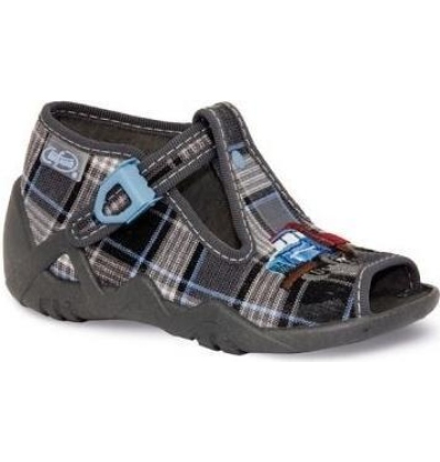 217P058 18 - dět.sandálek-káro šedobílé, auto