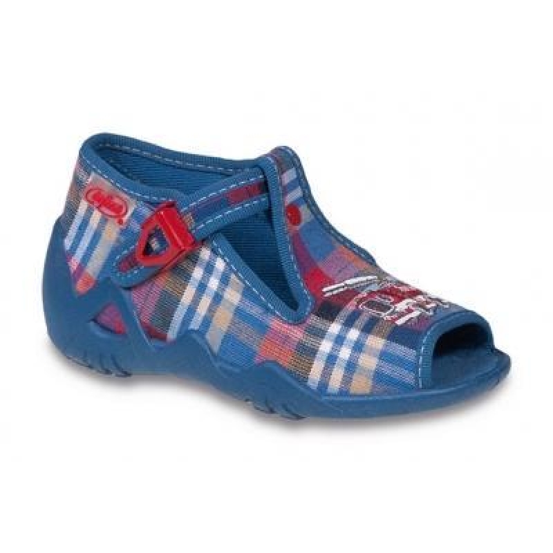 217P059 20 - dět.sandálek-káro modro-červeno-bílé