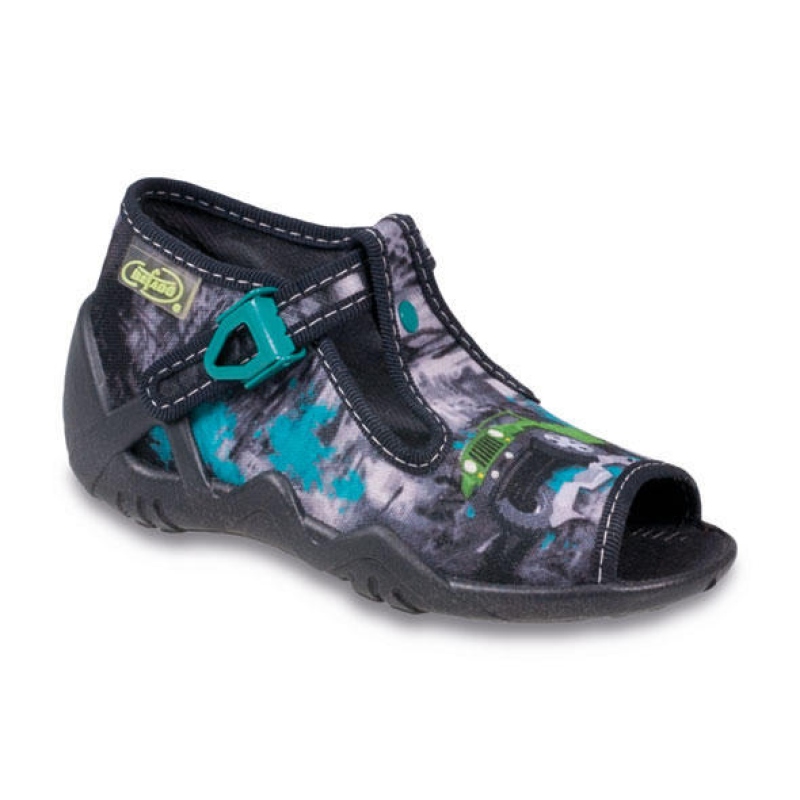 217P065 20 - dět.sandálek-potisk šedobílý s tyrkys