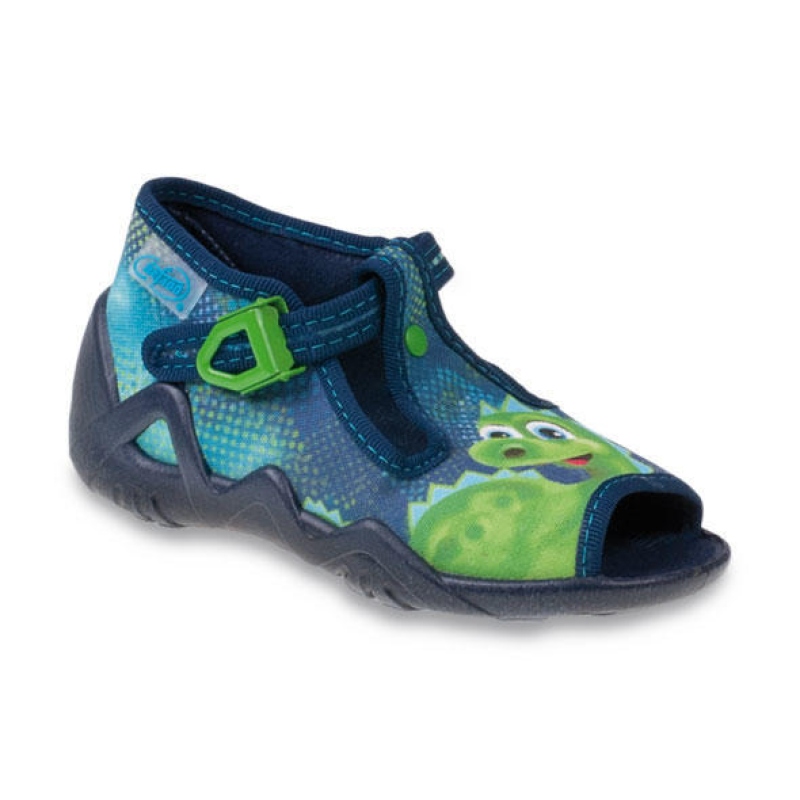 217P080 18 - dět.sandálek,modrá, dinosaurus