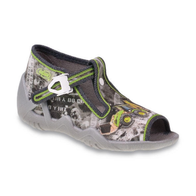 217P081 18 - dět.sandálek,šedý potisk se zel.