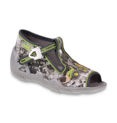 217P081 18 - dět.sandálek,šedý potisk se zel.