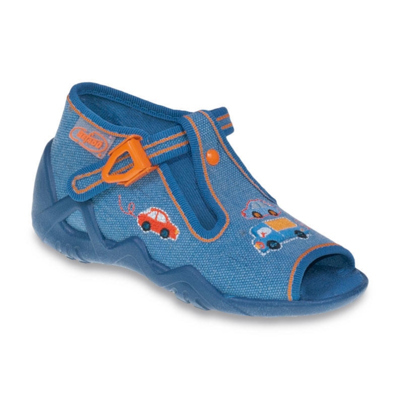 217P083 18 - dět.sandálek, stř. modrá, autíčka