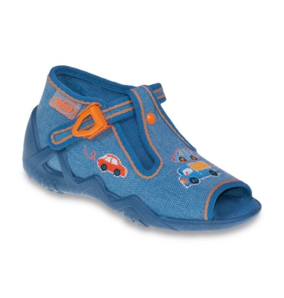 217P083 18 - dět.sandálek, stř. modrá, autíčka