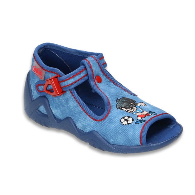 217P088 18 - dět.sandálek, modrá, kluk s míčem