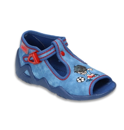 217P088 18 - dět.sandálek, modrá, kluk s míčem
